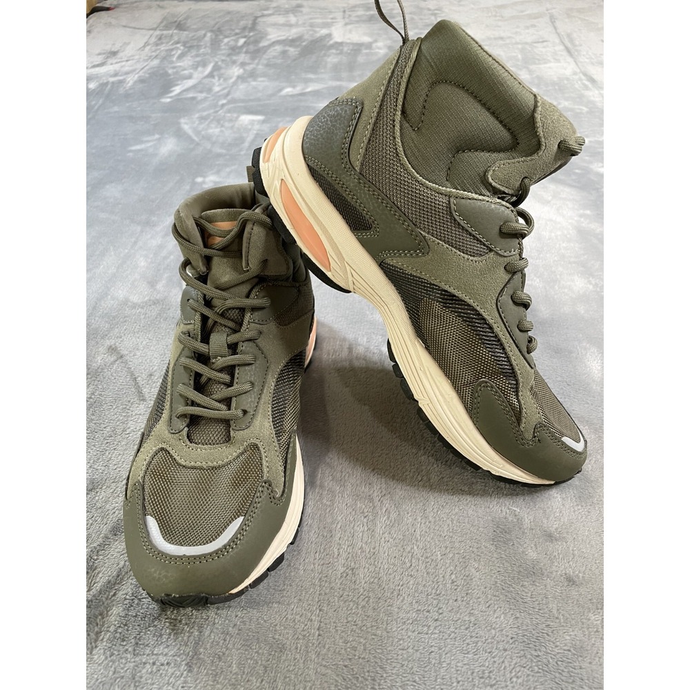 Fabletics Mulholland Womens Hiker Sneakers Slate Green Size 9 Breathable Lace Up